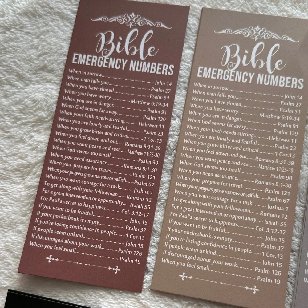 Bible Emergency Numbers Bookmarks Set of 20 6” x 2.5” Invitation to Christ NWT